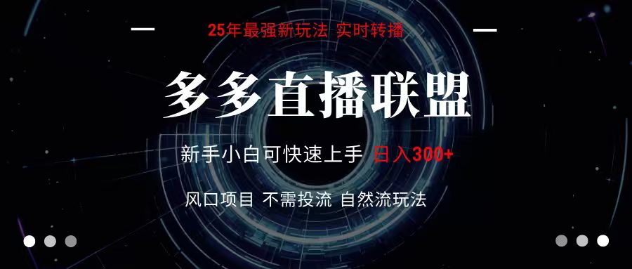 多多直播联盟 全新玩法 单机单日变现300+不要求电脑配置 玩法简单暴力-董叔项目网