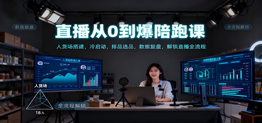 直播从0到爆陪跑课:人货场搭建,冷启动,排品选品,数据复盘,解锁直播全流程-董叔项目网