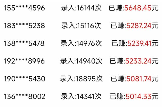 信息录入，几秒一单，只需一部手机，小白轻松上手，日入500＋-董叔项目网