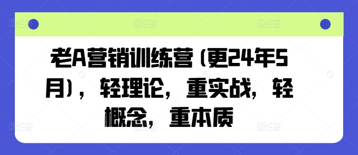 老A营销训练营(更25年6月)，轻理论，重实战，轻概念，重本质-董叔项目网