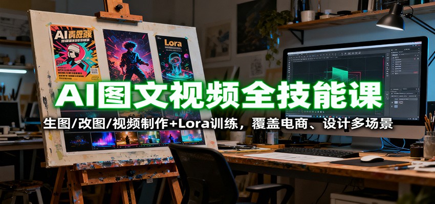 AI图文视频全技能课：生图/改图/视频制作+Lora训练，覆盖电商 、设计多场景-董叔项目网