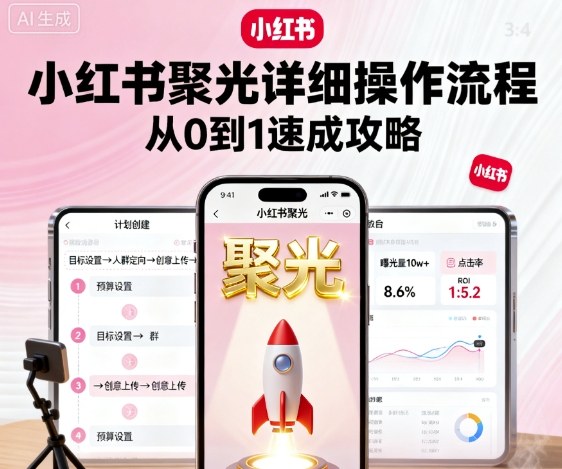 小红书聚光详细操作流程，小红书聚光从0到1速成攻略-董叔项目网