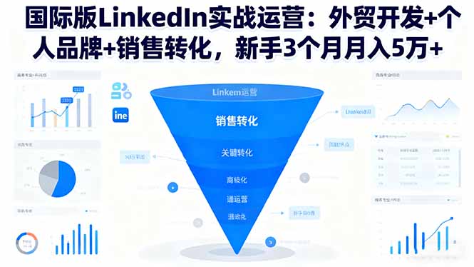 国际版LinkedIn实战运营：外贸开发+个人品牌+销售转化，新手3个月月入5万+-董叔项目网