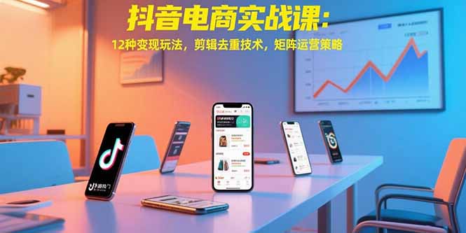抖音电商实战课：12种变现玩法，剪辑去重技术，矩阵运营策略-董叔项目网
