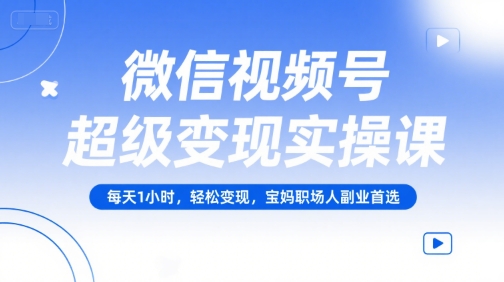 微信视频号超级变现实操课，每天1小时，轻松变现，宝妈职场人副业首选-董叔项目网