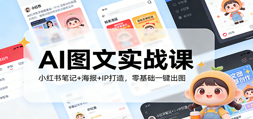 AI图文实战课：小红书笔记+海报+IP打造，零基础一键出图-董叔项目网