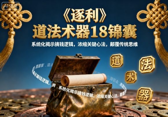 《逐利》道法术器18锦囊，系统化揭示搞钱逻辑，浓缩关键心法，颠覆传统思维-董叔项目网