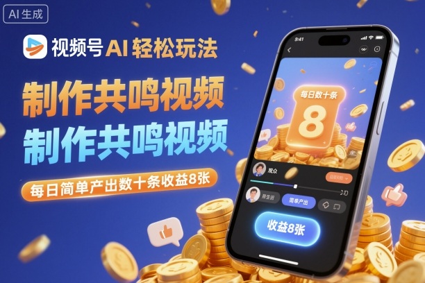 视频号AI轻松玩法，制作共鸣视频，每日简单产出数十条收益8张-董叔项目网