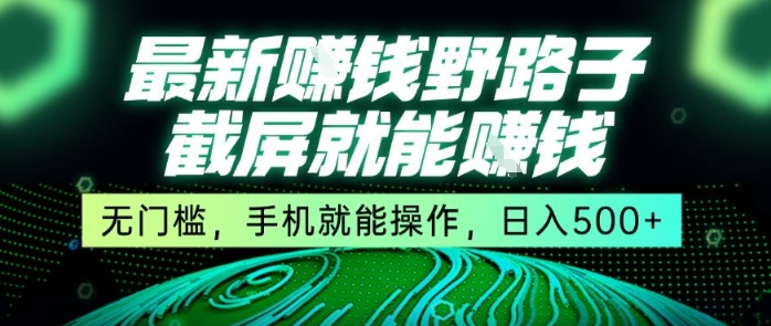 最新野路子截屏就能挣钱，无门槛，手机就能操作，日入5张【揭秘】-董叔项目网