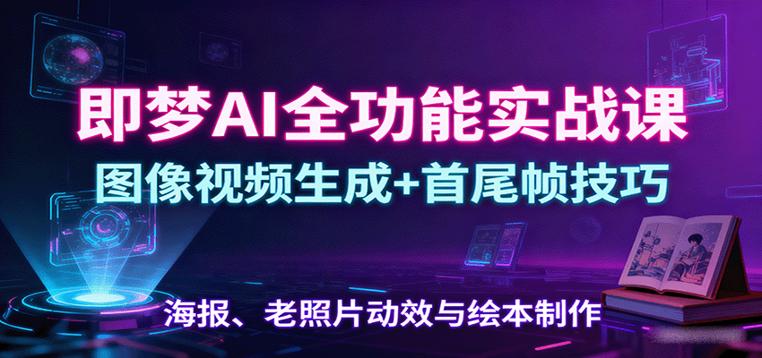 即梦AI全功能实战课：图像视频生成+首尾帧技巧，海报、老照片动效与绘本制作-董叔项目网