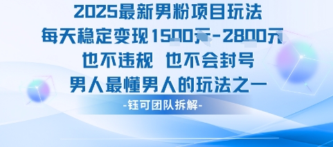 2025最新男粉项目玩法每天变现1k+也不违规也不会封号男人最懂男人的玩法-董叔项目网