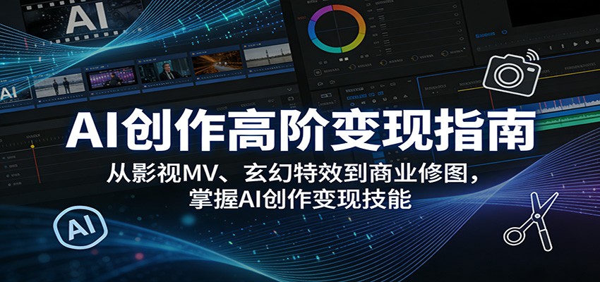 AI创作高阶变现指南：从影视MV、玄幻特效到商业修图，掌握AI创作变现技能-董叔项目网