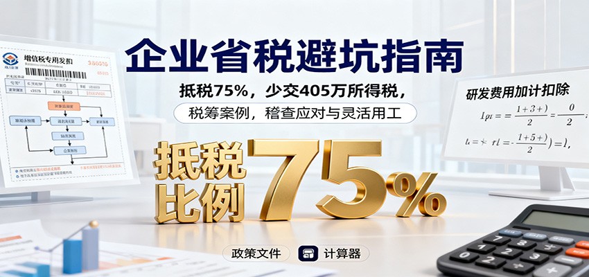 企业省税避坑指南：抵税75%，少交405万所得税，税筹案例，稽查应对与灵活用工-董叔项目网