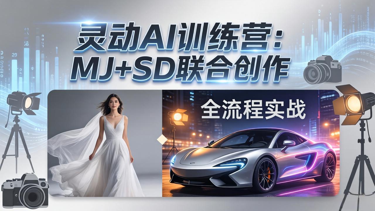 灵动AI训练营-3.0课程:MJ+SD联合创作,从婚纱大片到汽车广告,摄影后期全流程实战-董叔项目网