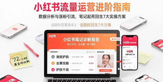 小红书流量运营进阶指南，数据分析与涨粉引流，笔记起死回生7大实操方案-董叔项目网