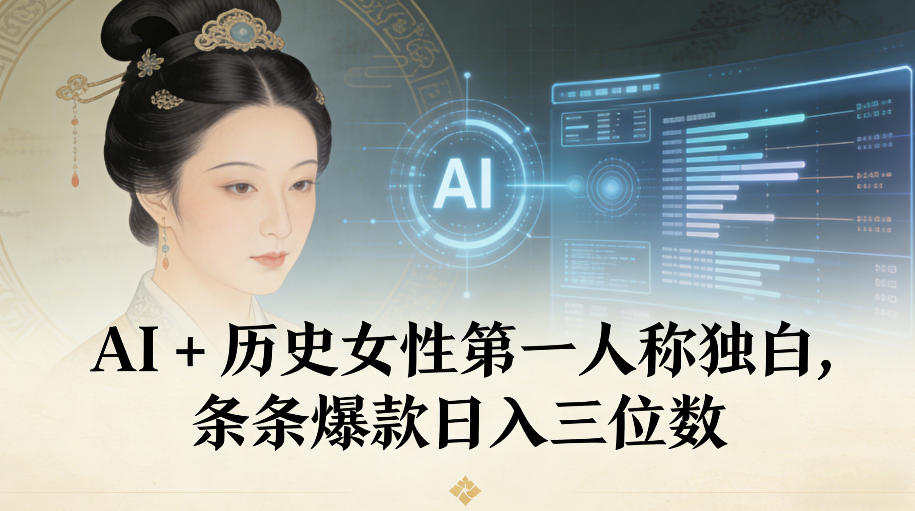 AI+历史女性第一人称独白,条条爆款日入三位数-董叔项目网
