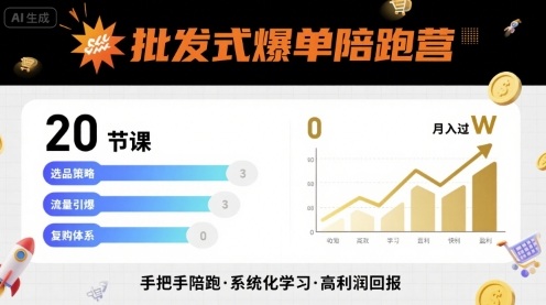 批发式爆单陪跑营,20节课带你实现批发式爆单,带你经松月入过W-董叔项目网