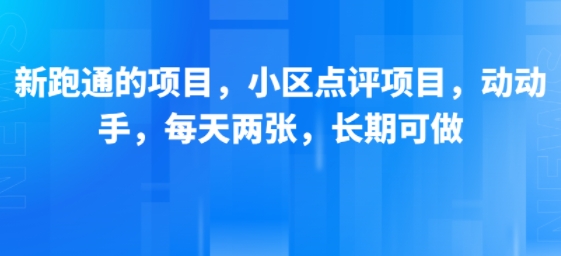 新跑通的项目，小区点评项目，动动手，每天两张，长期可做-董叔项目网