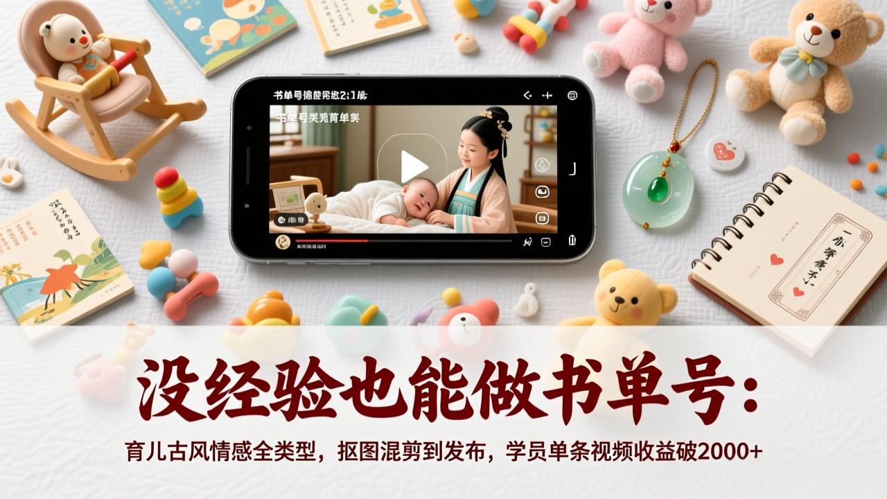 没经验也能做书单号：育儿古风情感全类型，抠图混剪到发布，学员单条视频收益破2000+-董叔项目网