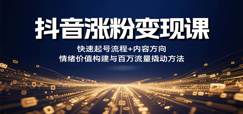 抖音涨粉变现课，快速起号流程+内容方向+情绪价值构建与百万流量撬动方法-董叔项目网