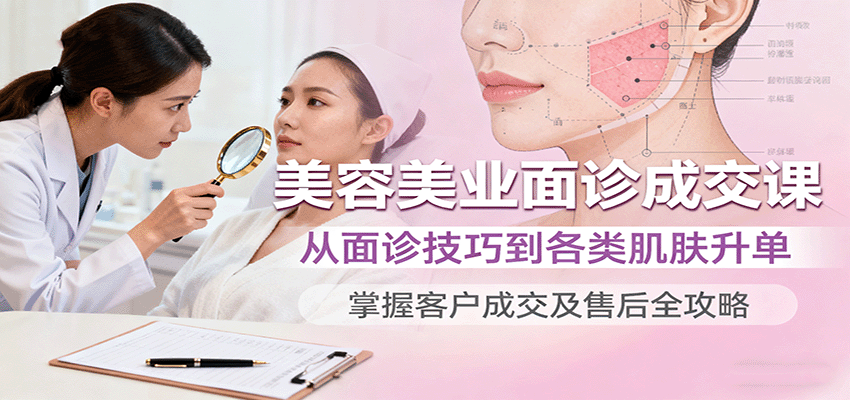 美容美业面诊成交课，从面诊技巧到各类肌肤升单，掌握客户成交及售后全攻略-董叔项目网