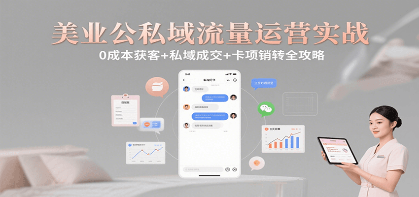 美业公私域流量运营实战：0成本获客+私域成交+卡项销转全攻略-董叔项目网