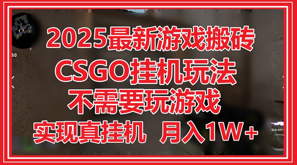2025最新游戏搬砖,CSGO挂机,不需要玩游戏,实现真挂机,月入1W+-董叔项目网