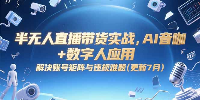 半无人直播带货实战，AI音咖+数字人应用 解决账号矩阵与违规难题(更新7月-董叔项目网
