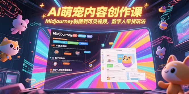 AI萌宠内容创作课，Midjourney制图到可灵视频，数字人带货玩法-董叔项目网