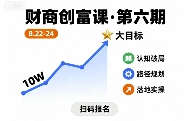 财商创富课第六期8月22-24号,如何从10W起步,一步步实现大目标-董叔项目网