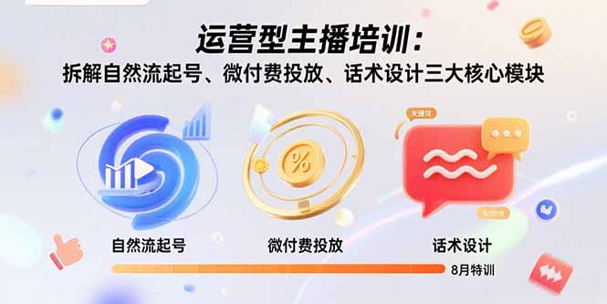 运营型主播培训：拆解自然流起号、微付费投放、话术设计三大核心模块-8月-董叔项目网