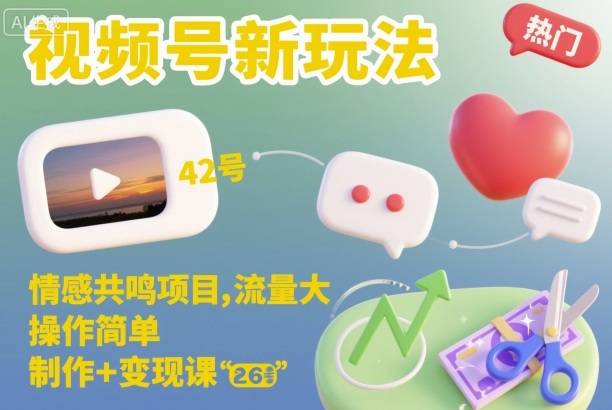 视频号新玩法,情感共鸣项目,流量大,操作简单,制作+变现课-董叔项目网