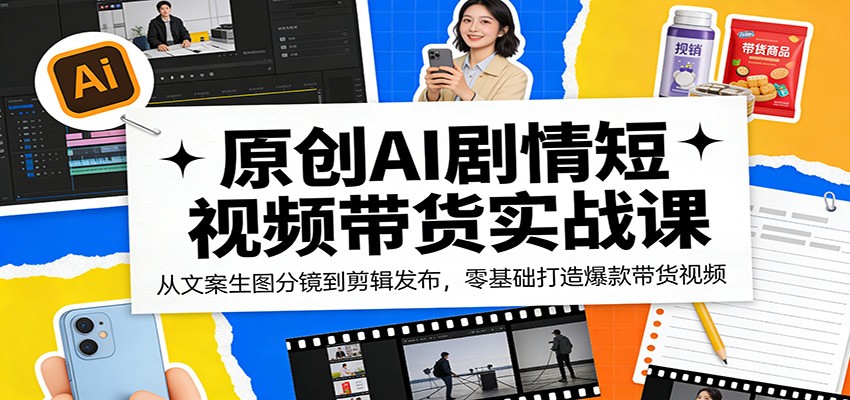 原创AI剧情短视频带货实战课:从文案生图分镜到剪辑发布,零基础打造爆款带货视频-董叔项目网