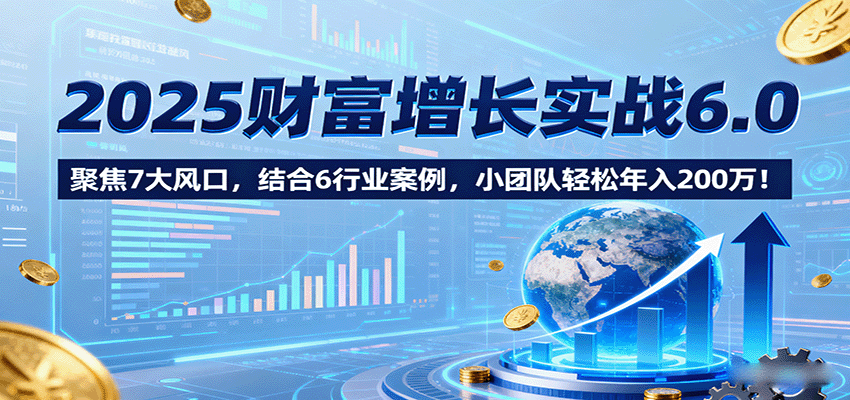 2025财富增长实战6.0,聚焦7大风口,结合6行业案例,小团队轻松年入200万!-董叔项目网