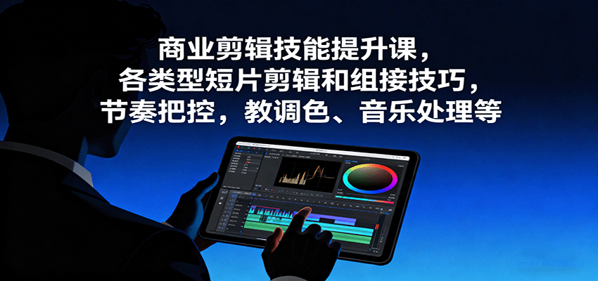 商业剪辑技能提升课,各类型短片剪辑和组接技巧,节奏把控,教调色、音乐处理等-董叔项目网