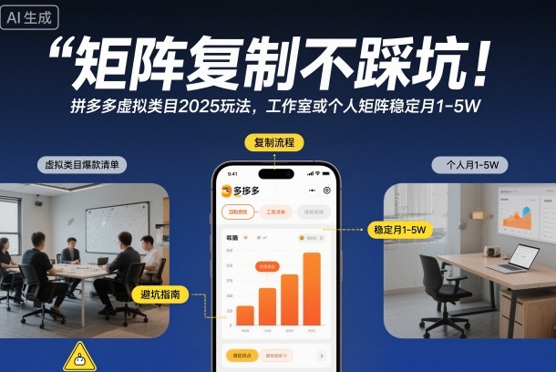 矩阵复制不踩坑!拼多多虚拟类目2025玩法,工作室或者个人矩阵稳定月1-5W【揭秘】-董叔项目网