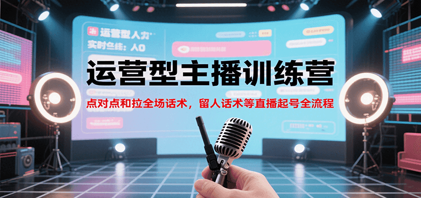运营型主播训练营，点对点和拉全场话术，留人话术等直播起号全流程(更新8月)-董叔项目网