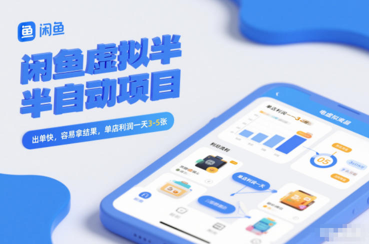 闲鱼虚拟半自动项目,出单快,容易拿结果,单店利润一天3-5张-董叔项目网