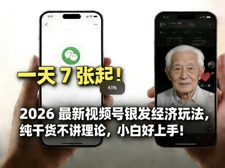 2026最新视频号银发经济玩法，轻松每天7张起，小白也可做-董叔项目网