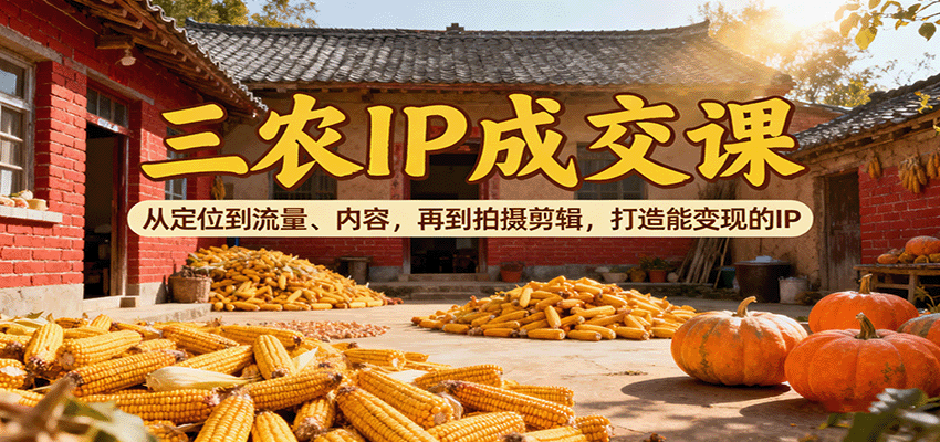 三农IP成交课:从定位到流量、内容,再到拍摄剪辑,打造能变现的IP-董叔项目网
