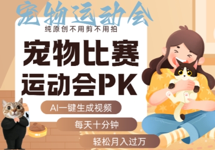 AI一键生成宠物比赛运动会PK视频，纯原创不用剪不用拍，每天十分钟，轻松月入过1W+-董叔项目网