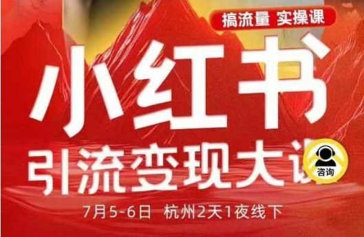 小红书引流变现7月线下大课，一次性讲透小红书笔记、矩阵、投放、引流、转化的全流程SOP-董叔项目网