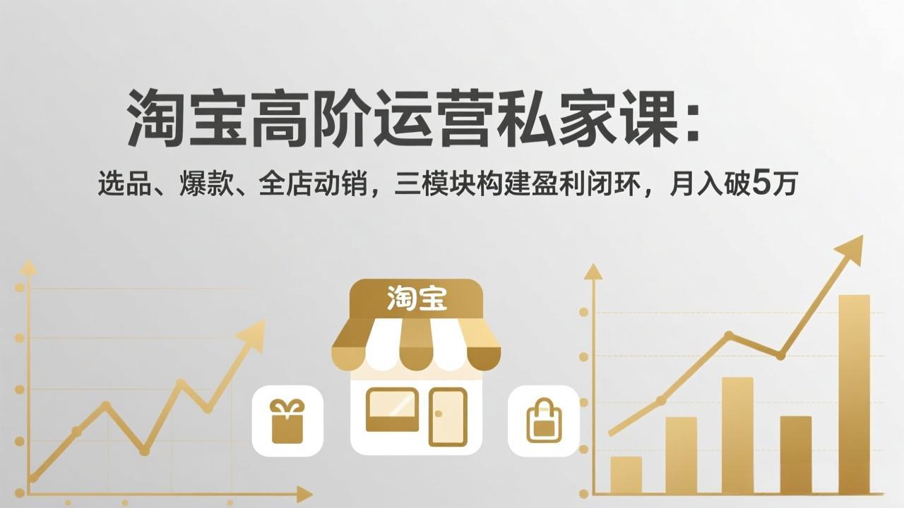 淘宝高阶运营私家课：选品、爆款、全店动销，三模块构建盈利闭环，月入破5万(更新26年2月-董叔项目网