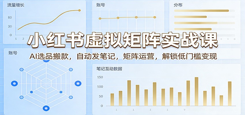 小红书虚拟矩阵实战课：AI选品搬款，自动发笔记，矩阵运营，解锁低门槛变现-董叔项目网
