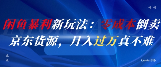闲鱼暴利新玩法：零成本倒卖京东货源，月入过1W真不难-董叔项目网