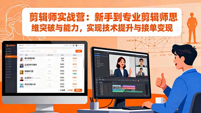 剪辑师实战营:新手到专业剪辑师思维突破与能力,实现技术提升与接单变现-董叔项目网