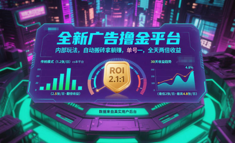 全新广告撸金平台，内部玩法，自动搬砖拿躺賺，单号一天保底2张+，全天两倍收益【揭秘】-董叔项目网