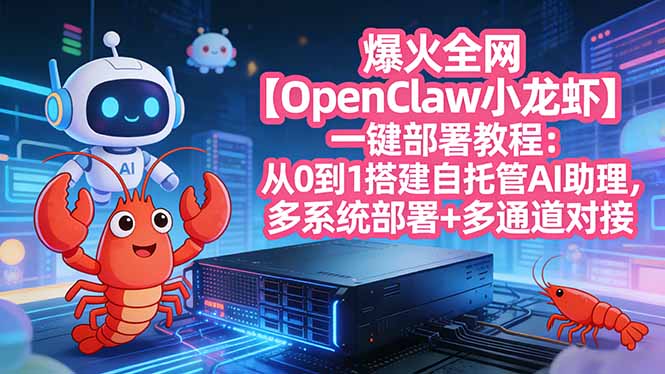 爆火全网【OpenClaw 小龙虾】一键部署教程：从0到1搭建自托管AI助理，多系统部署+多通道对接-董叔项目网