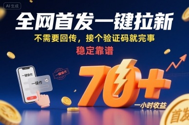 全网首发一键拉新项目，不需要回传，接个验证码就完事，稳定靠谱，一小时收益70+【揭秘】-董叔项目网