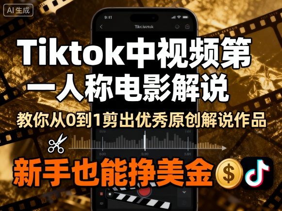 Tiktok中视频第一人称电影解说，教你从0到1剪出一个优秀的原创解说作品，新手也能挣美金-董叔项目网